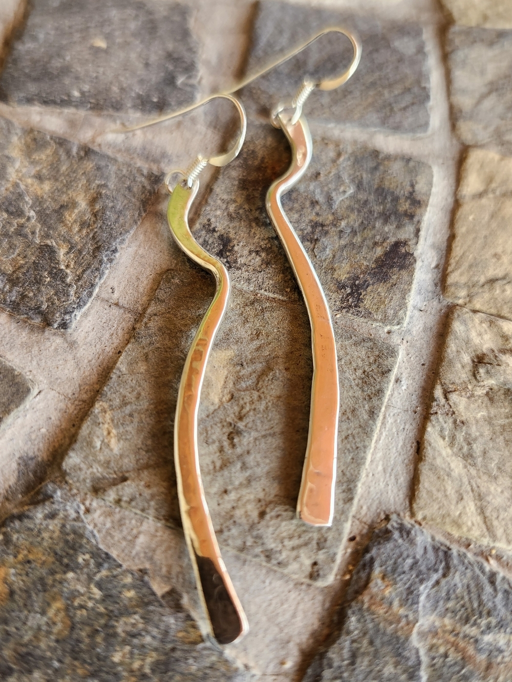 Sterling Silver HANDMADE elongated Earrings